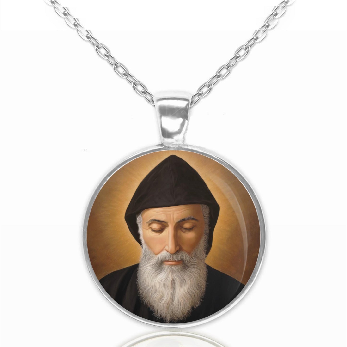St. Charbel Catholic Necklace Medal Round Pendant