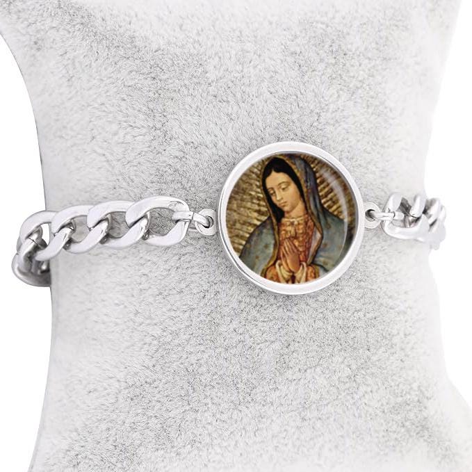 Our Lady Guadalupe Curb Bracelet Catholic Jewelry Simple Chain