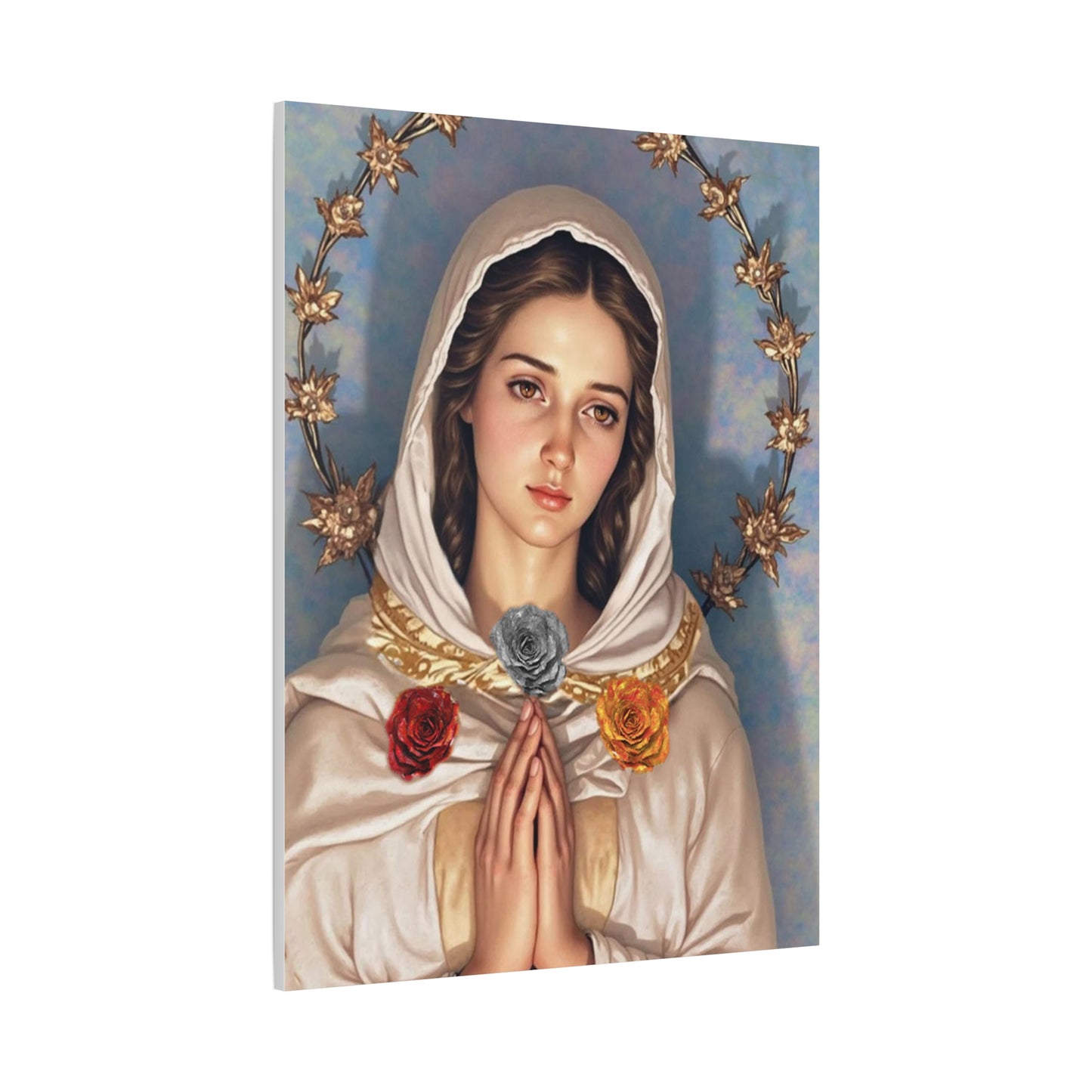 Our Lady Mary Rosa Mystica Catholic Canvas Wall Art, Christian Decor