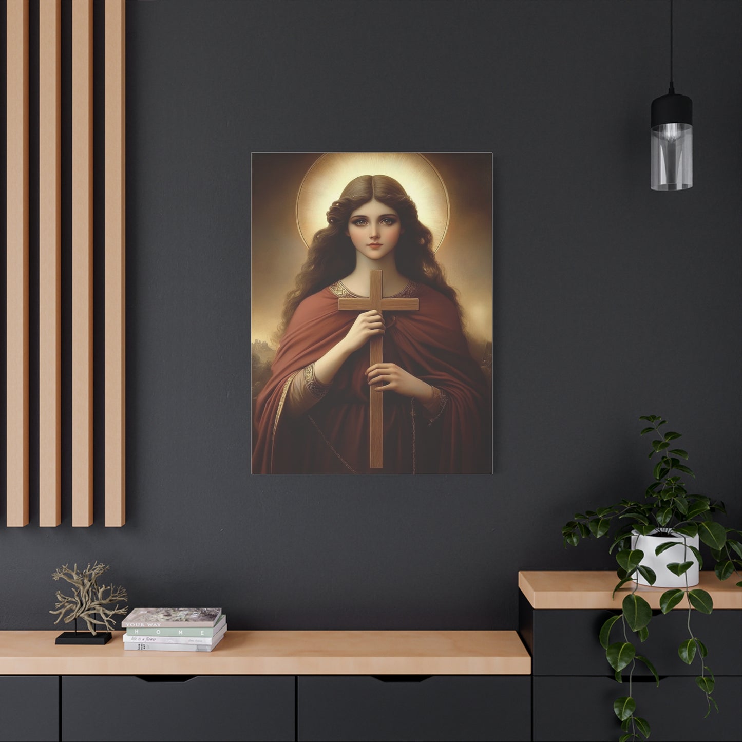 St. Helena and the True Cross Catholic Canvas Wall Art, Christian Decor