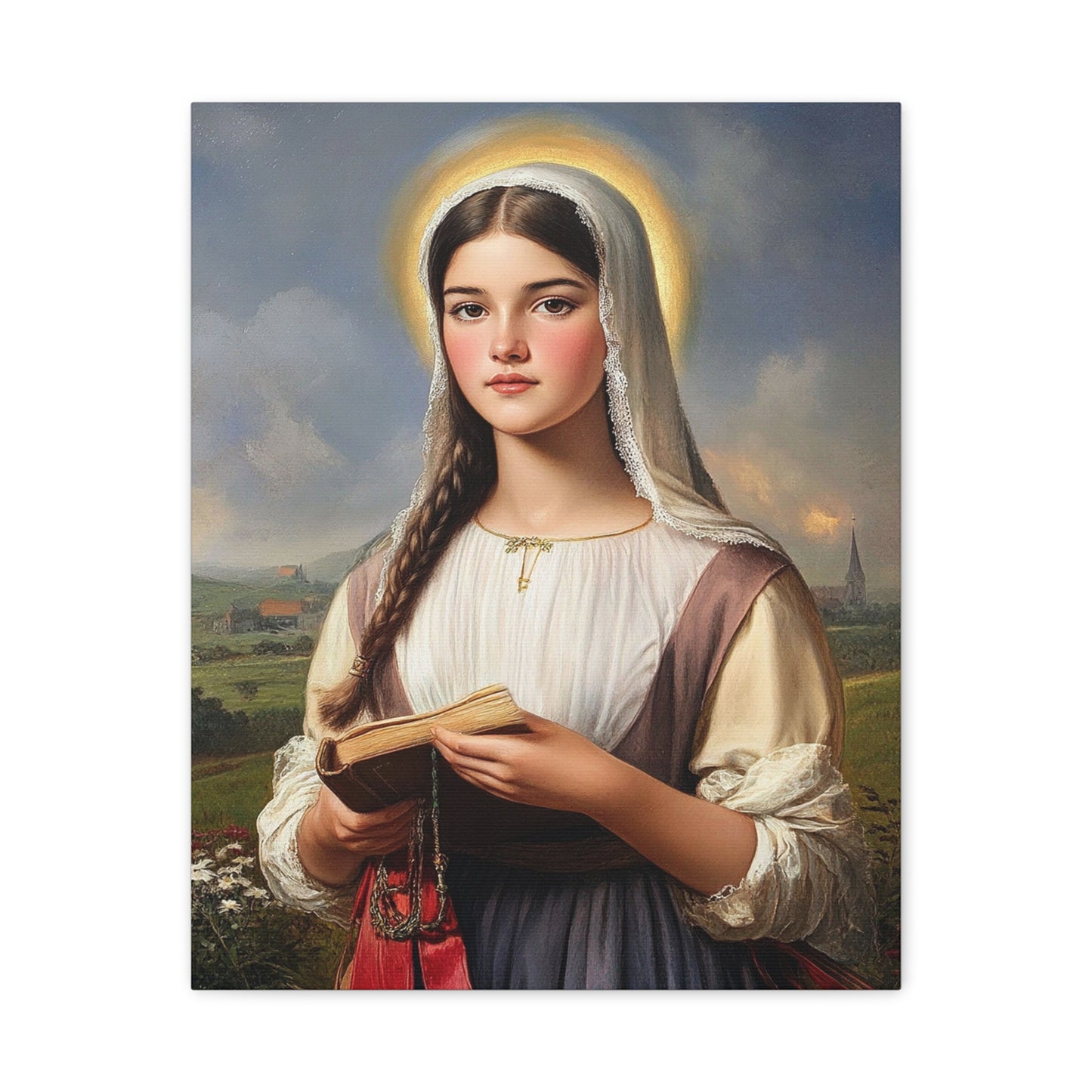 St. Genevieve Catholic Canvas Wall Art, Christian Decor