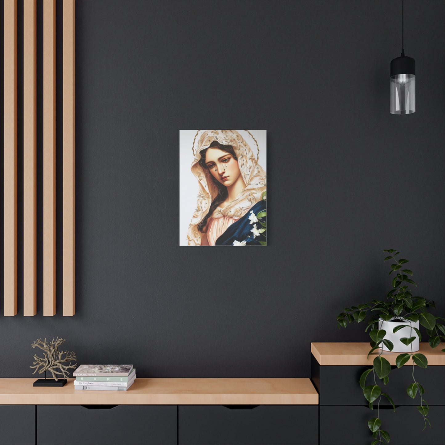 Ready to Hang - Our Lady Tears Catholic Canvas Wall Art, Christian Decor