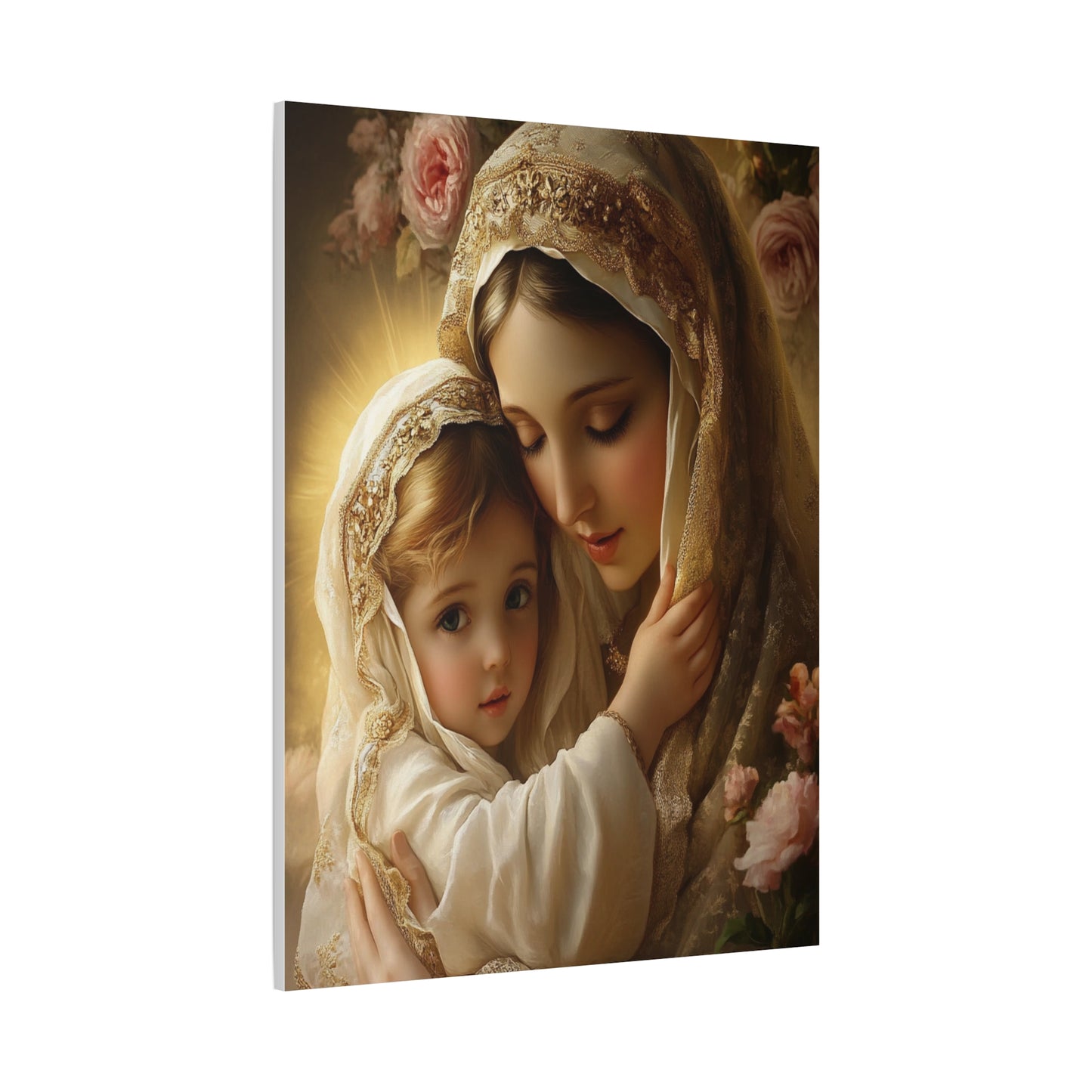 Mother Mary with Jesus Catholic Canvas Wall Art, Christian Decor