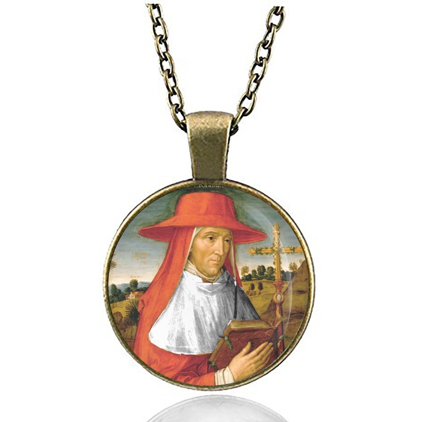 Saint Erasmus of Formia / St Elmo Catholic Necklace. St Erasmus Jewelry Pendant. Religious Catholic Medal.
