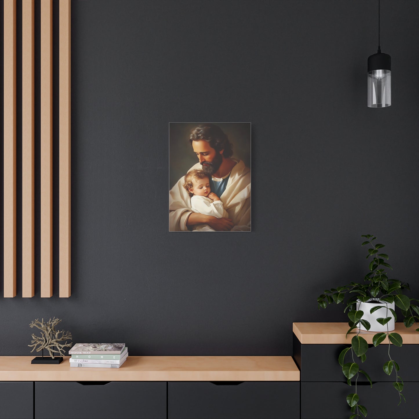 St. Joseph and Jesus Catholic Canvas Wall Art, Christian Decor