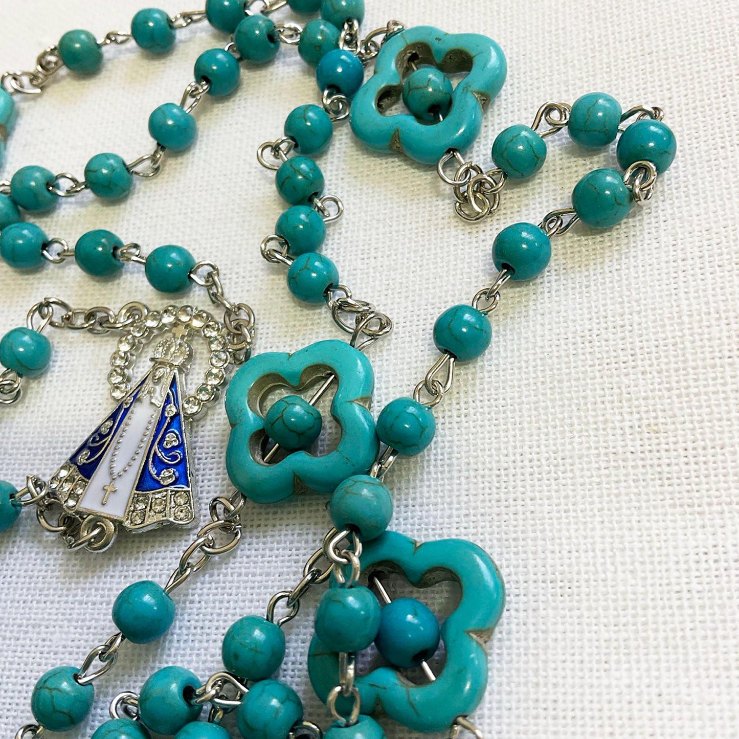 Our Lady Aparecida Blue Turquoise Rosary