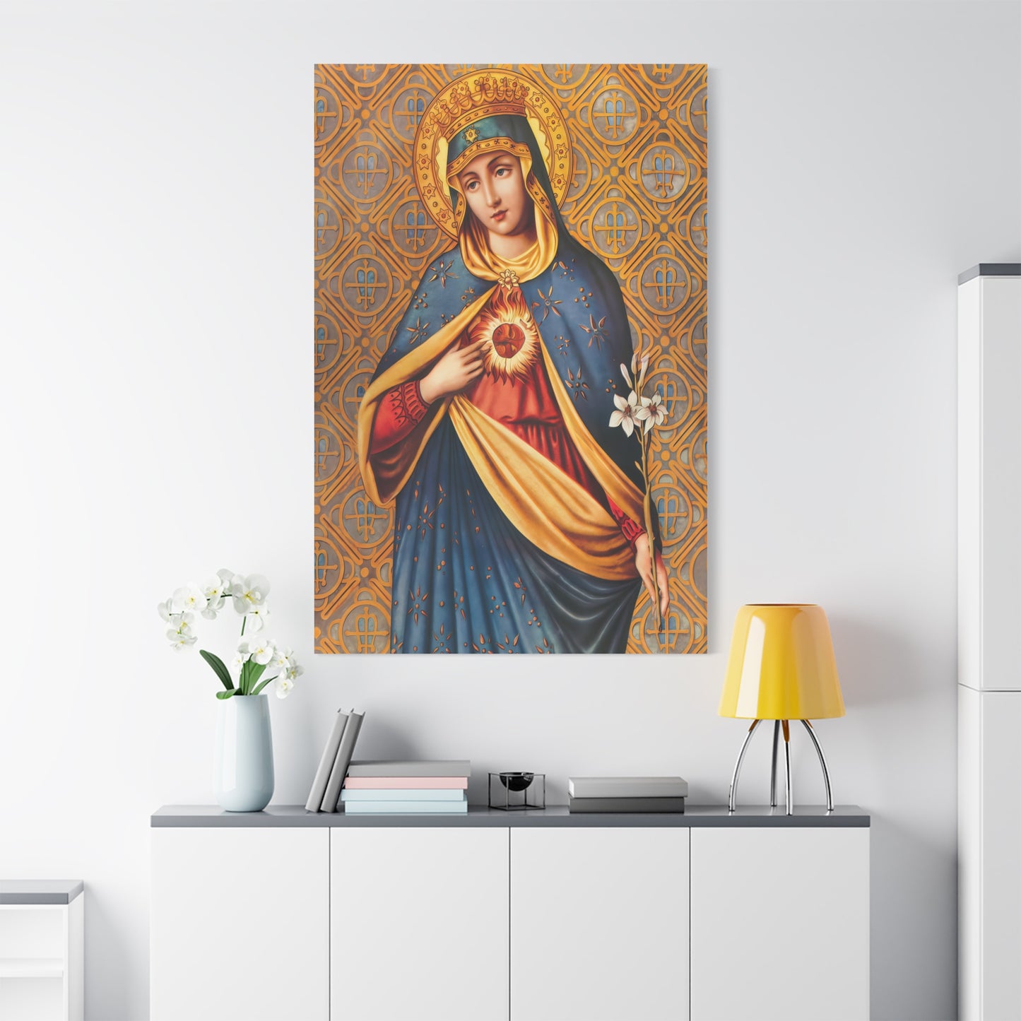 Ready to Hang - Immaculate Conception Mother Mary Catholic Canvas Wall Art, Christian Decor