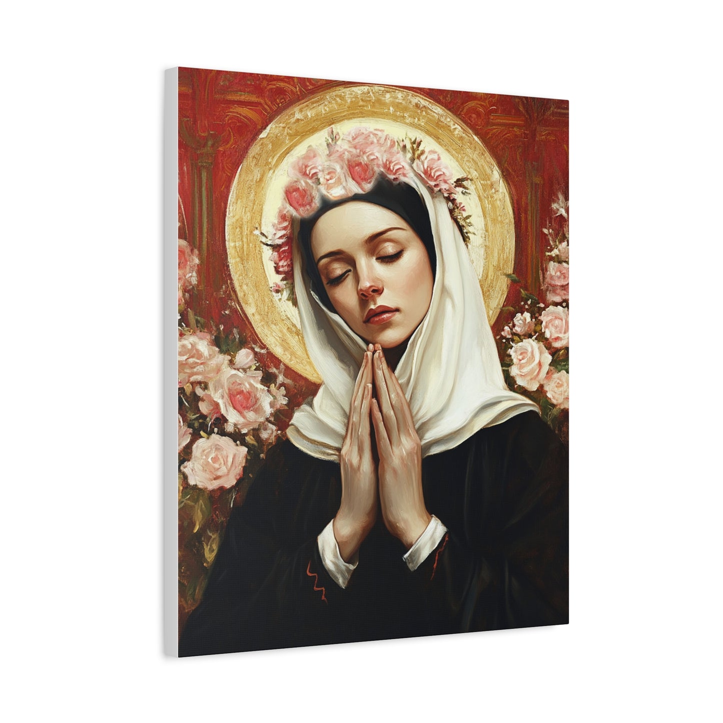 Ready To Hang - St. Rose of Lima Roses Catholic Canvas Wall Art, Christian Decor