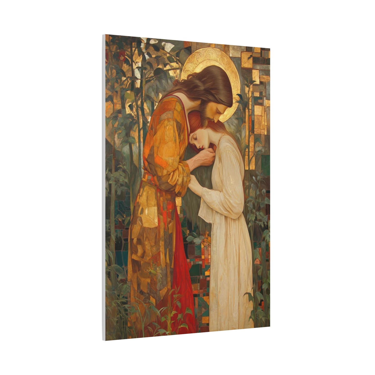 Healing Love - Christ Embracing Mary Magdalene Catholic Canvas Wall Art, Christian Decor