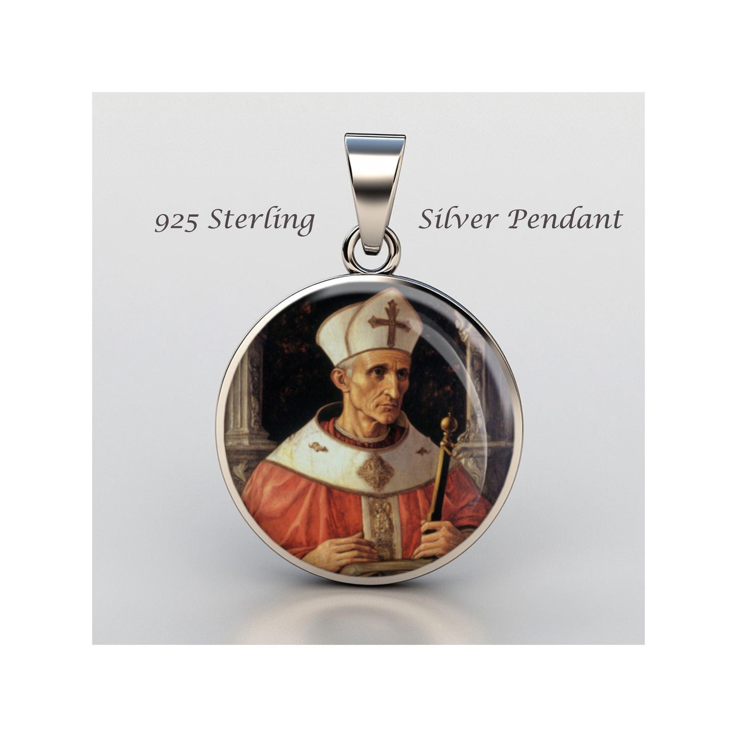 Saint Dionysius Pope Religious Devotional sterling silver 925 Christian Medal Patron Pendant
