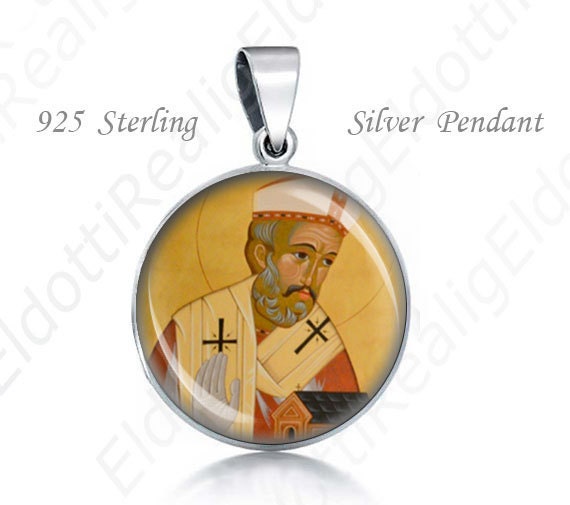 St Finbar Finnbarr Religious Christian 925 Silver Medal Round Pendant 20mm Patron Saint