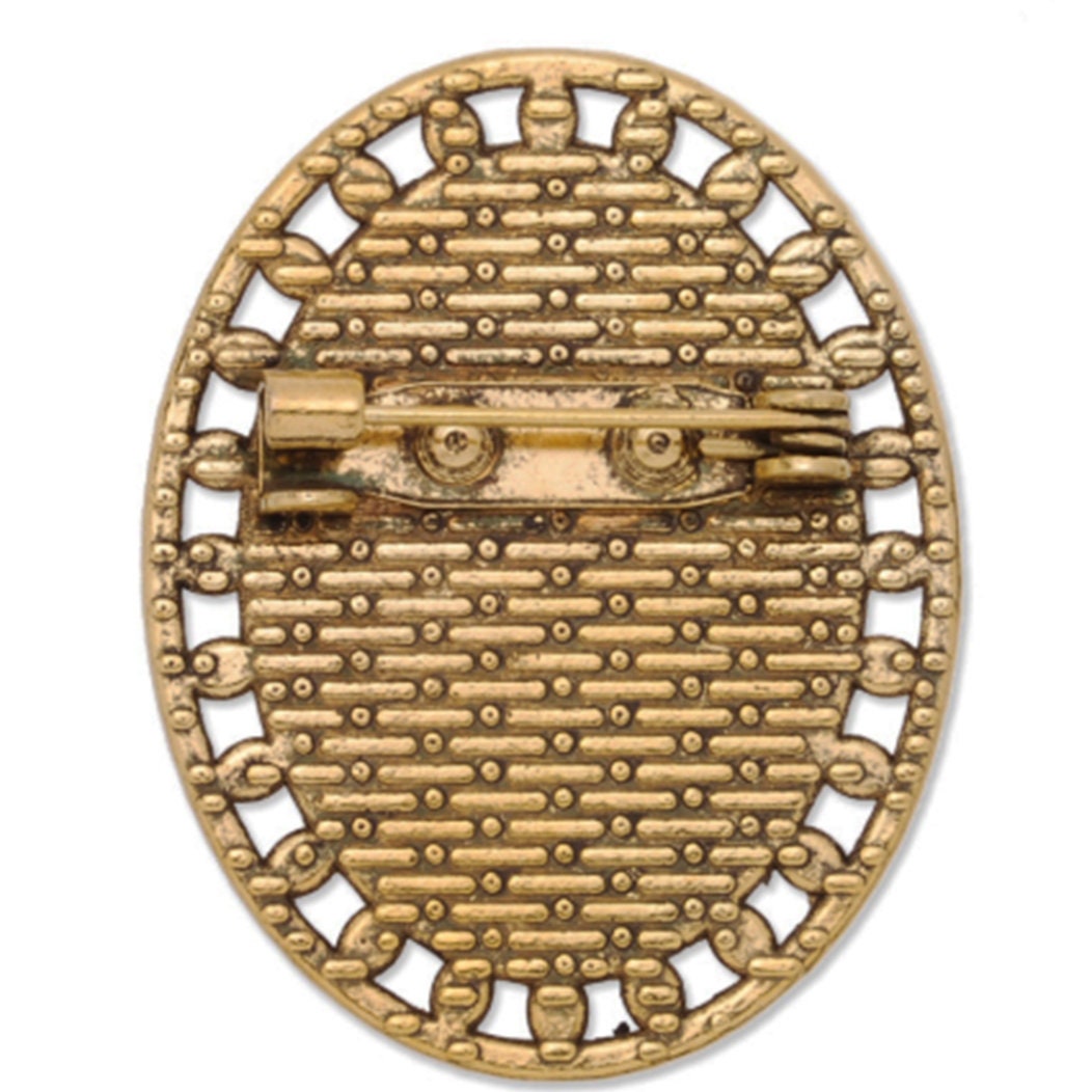 Our Lady of Pompeii Virgin Mary Brooch Catholic Broach Antique Gold Pin