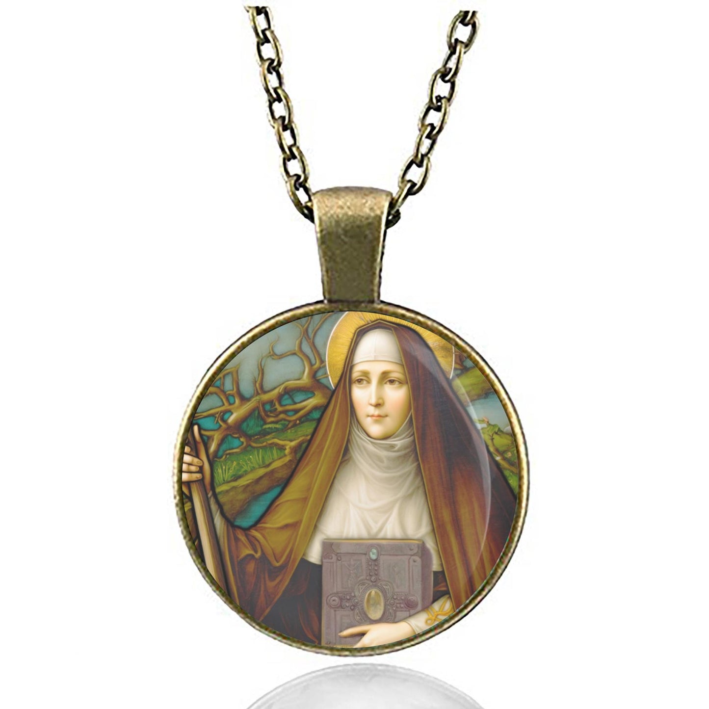St Brigid of Kildare Catholic Necklace - Ireland Patron Saint Pendant Christian.