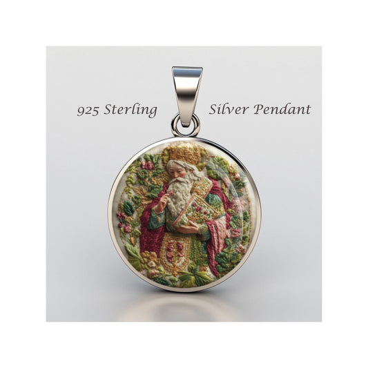 Saint Patrick Embroidery Design Religious Devotional sterling silver 925 Christian Medal