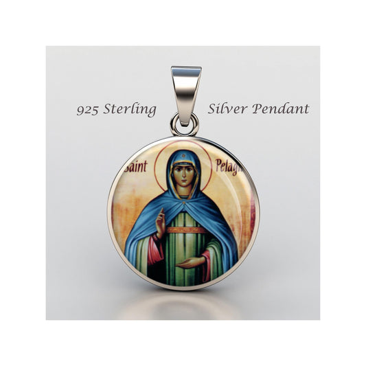 Saint Pelagia Antioch Religious Devotional sterling silver 925 Christian Medal Patron