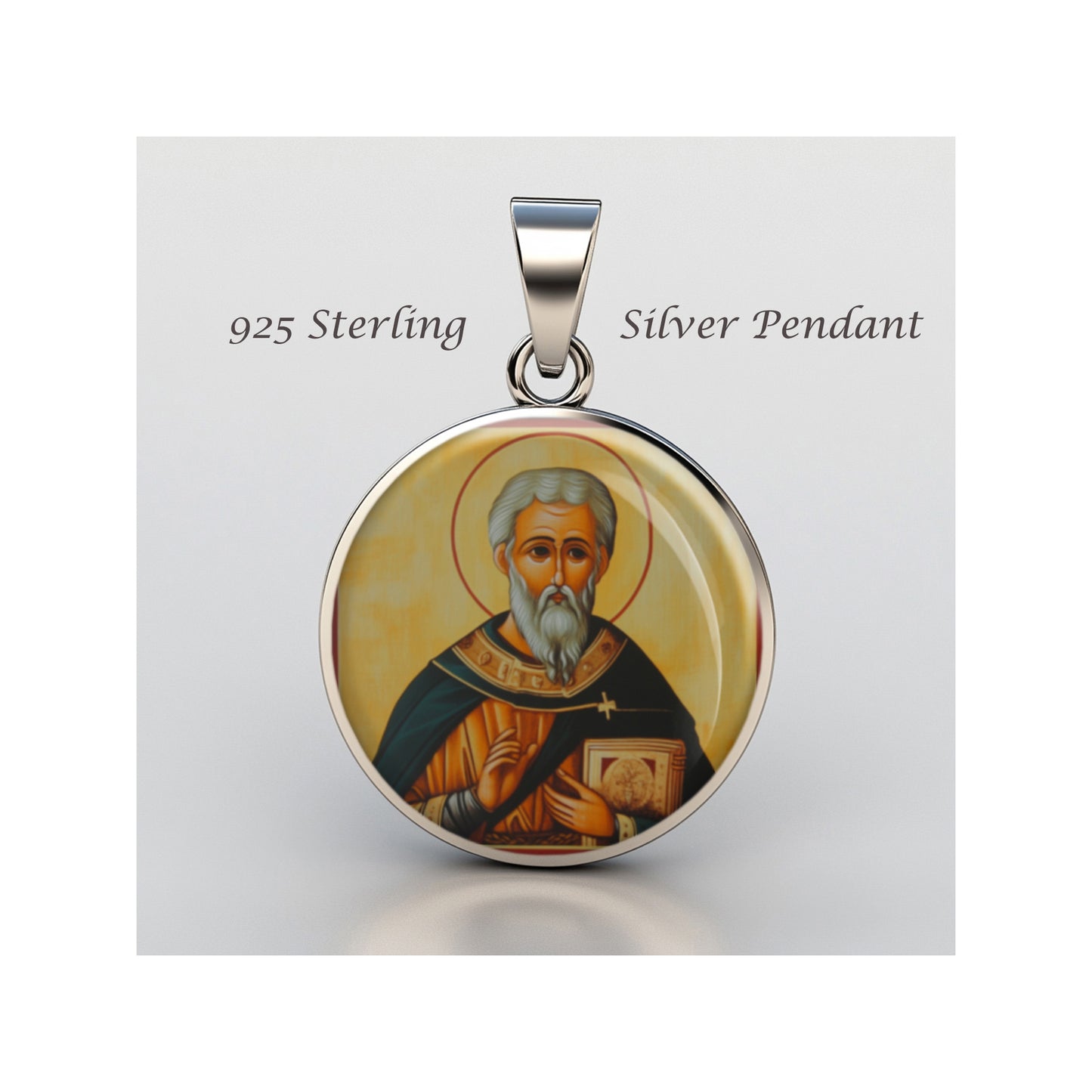 Saint Dunstan Catholic sterling silver 925 Christian Medal Patron Pendant image 0