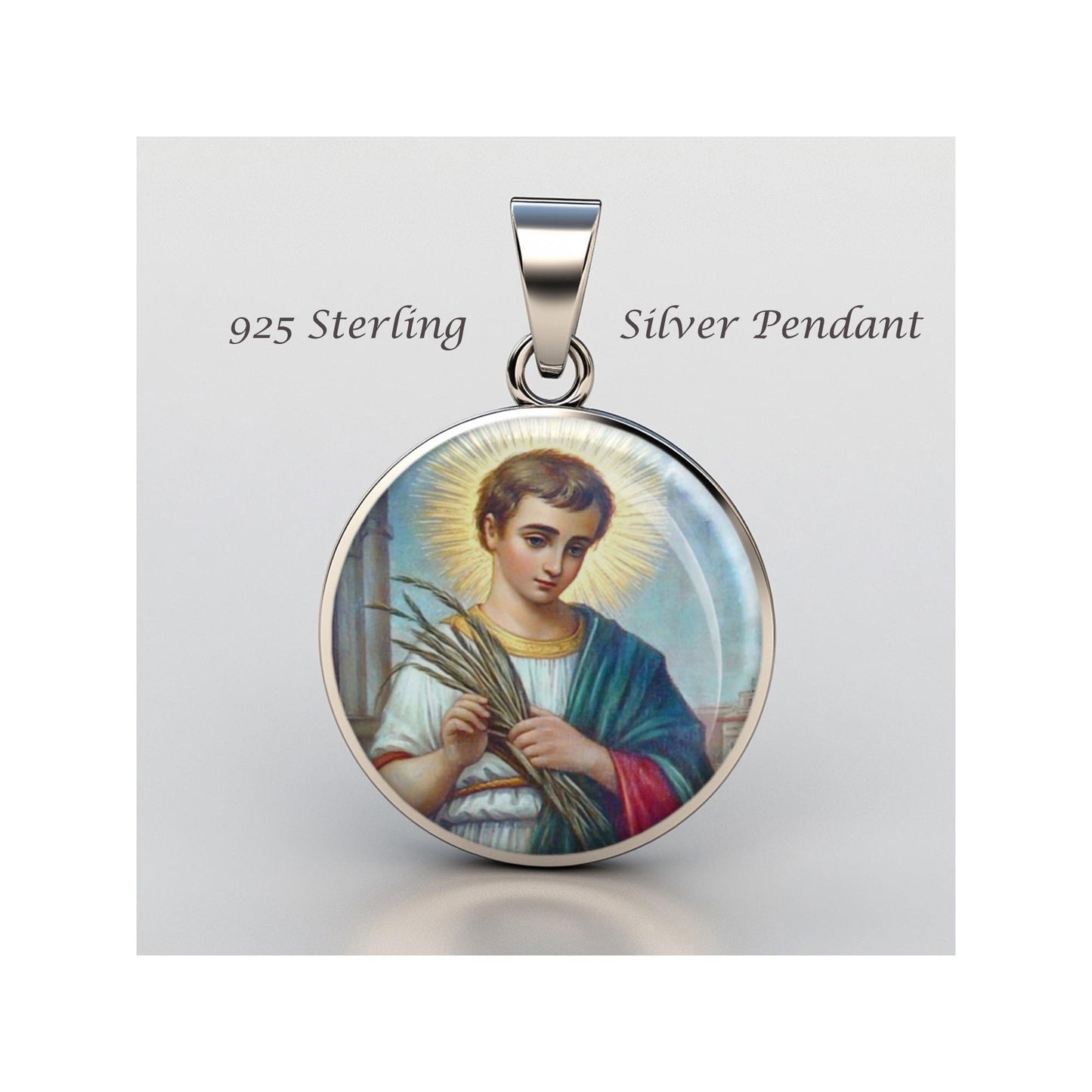 Saint Tarcisius Religious Devotional sterling silver 925 Christian Medal Patron Pendant