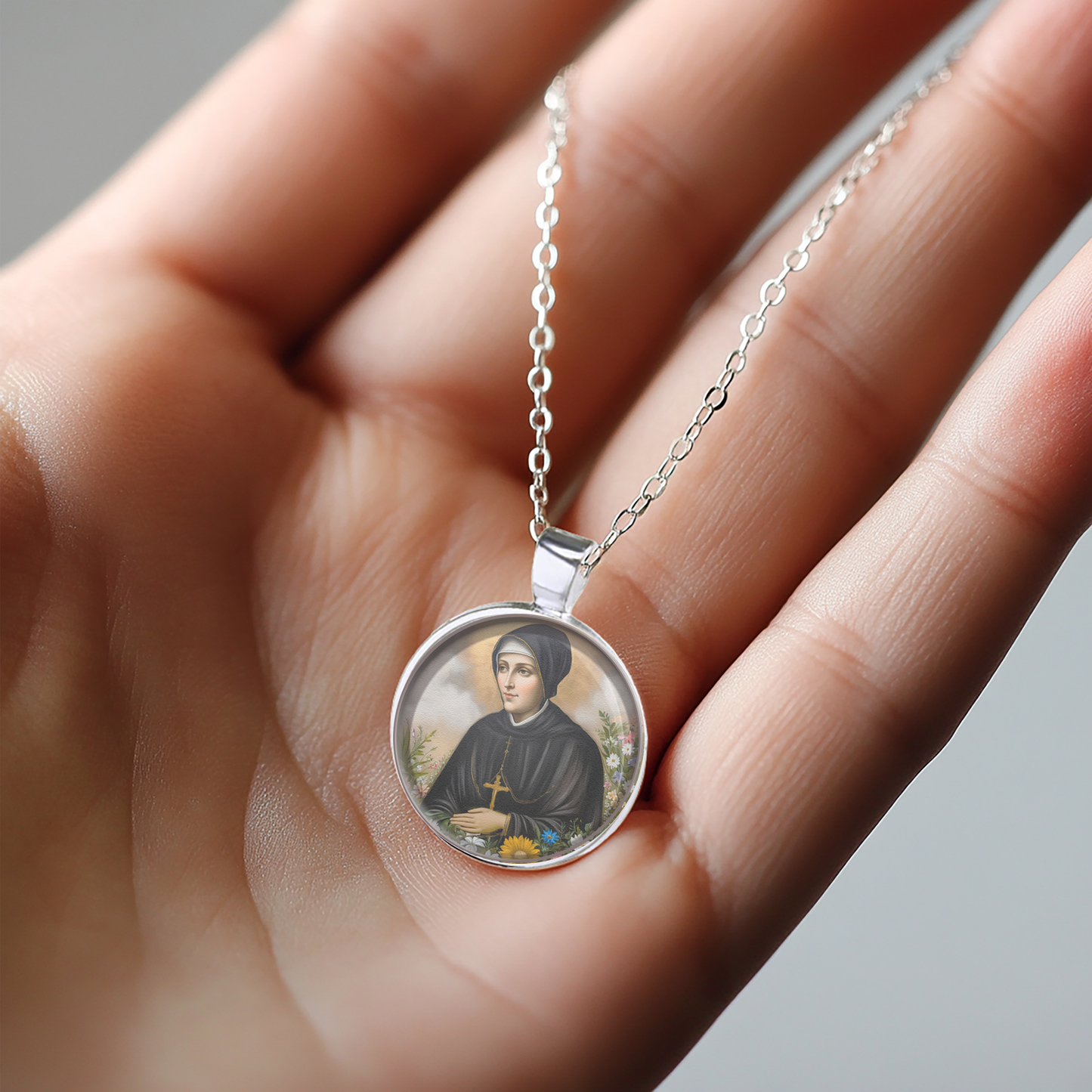 St. Vincenza Gerosa Necklace Catholic Saint Pendant Medal image 3