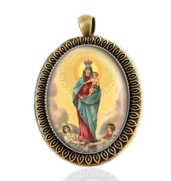 Our Lady of Pilar Pillar Virgin Mary Medal Catholic Bronze Tone Jewelry NEW