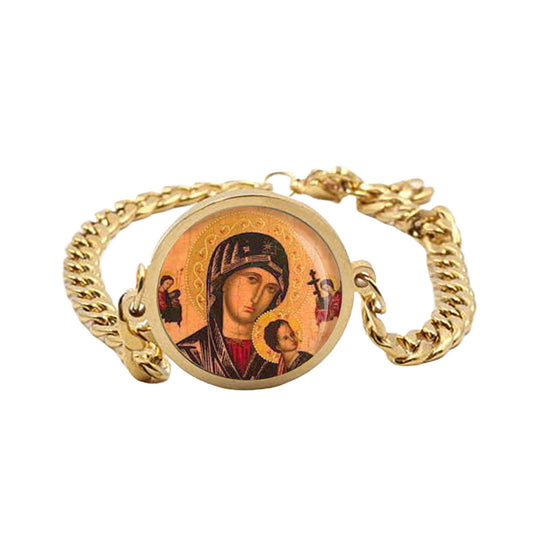 Mary Our Lady Perpetual Help Bracelet Gold or Silver tone Religious Jewelry Simple Chain