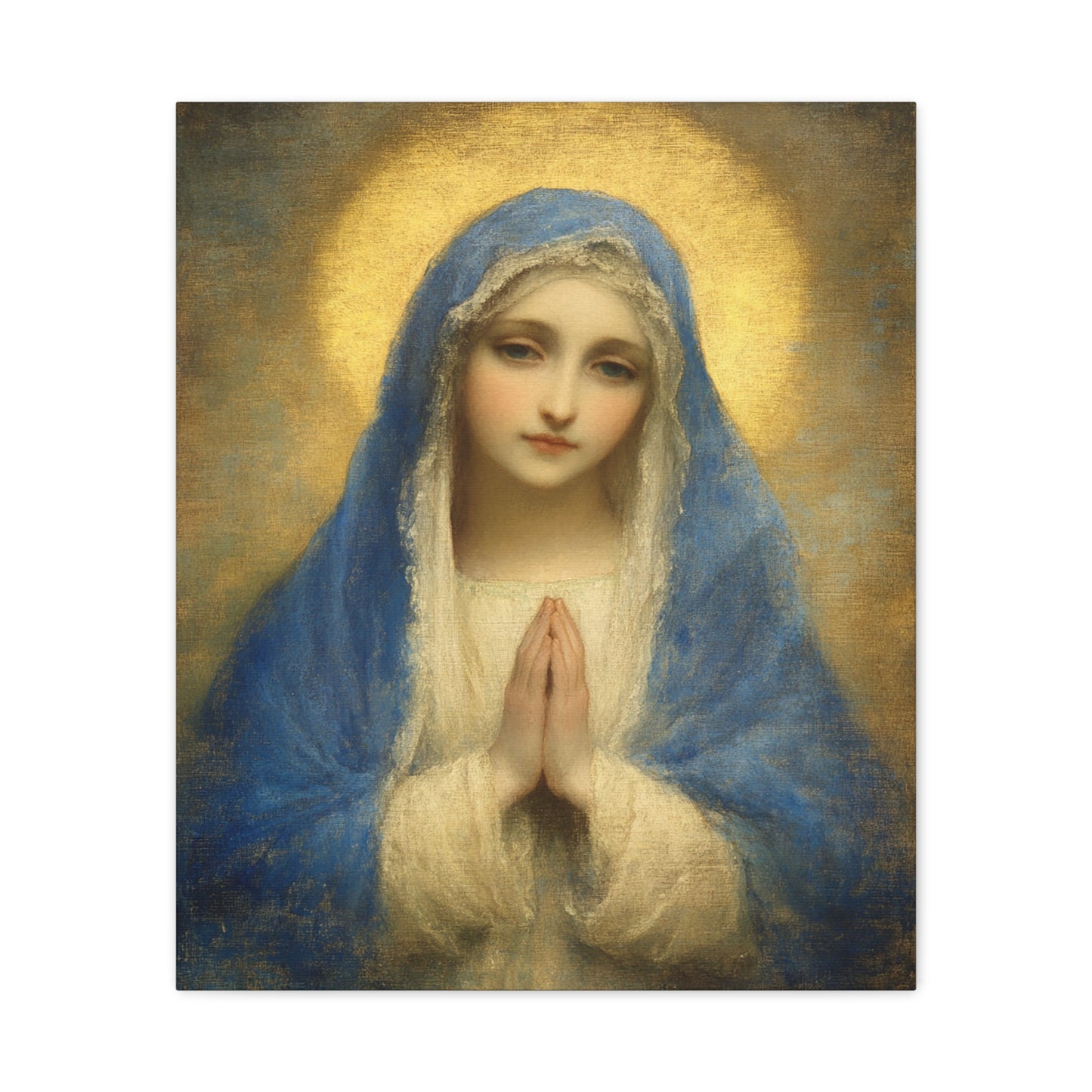Mother Mary Blue Veil Catholic Canvas Wall Art, Christian Decor