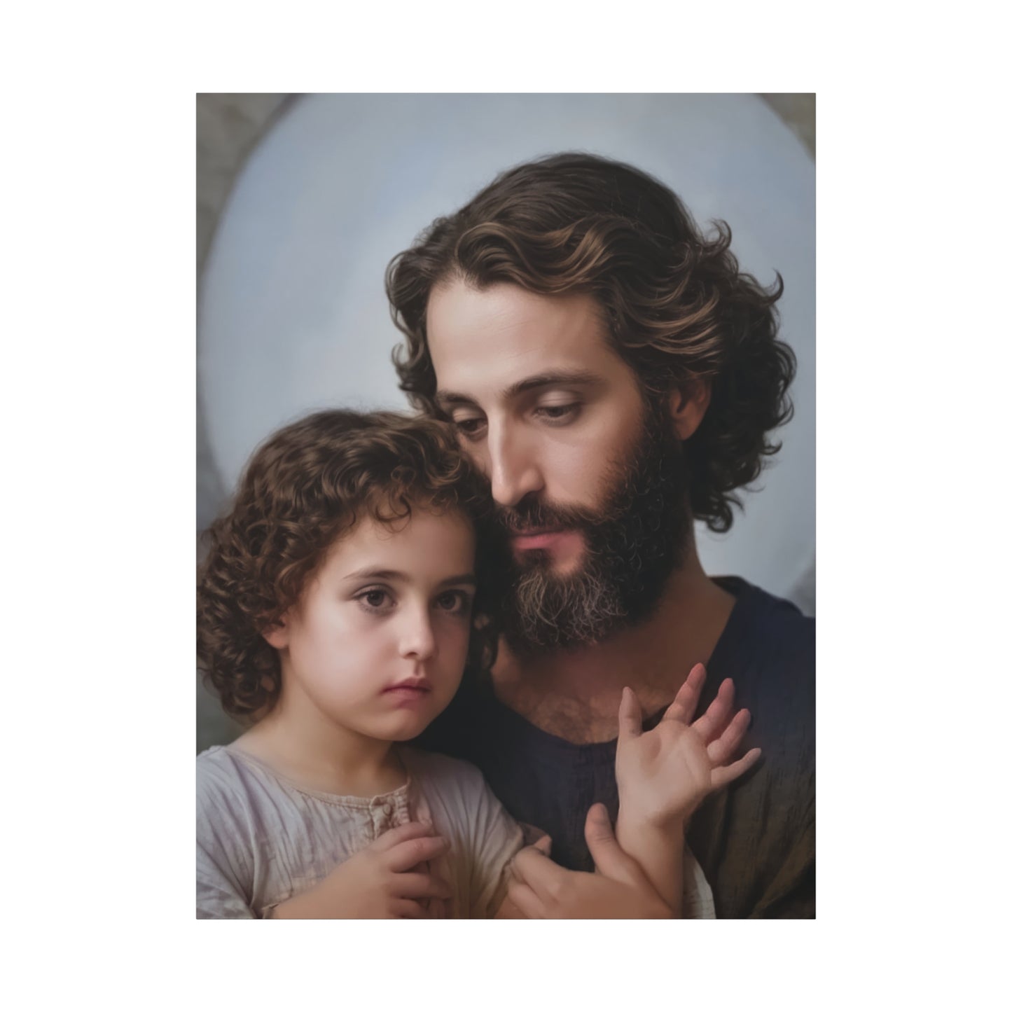 St. Joseph and Baby Jesus Catholic Canvas Wall Art, Print Christian Decor