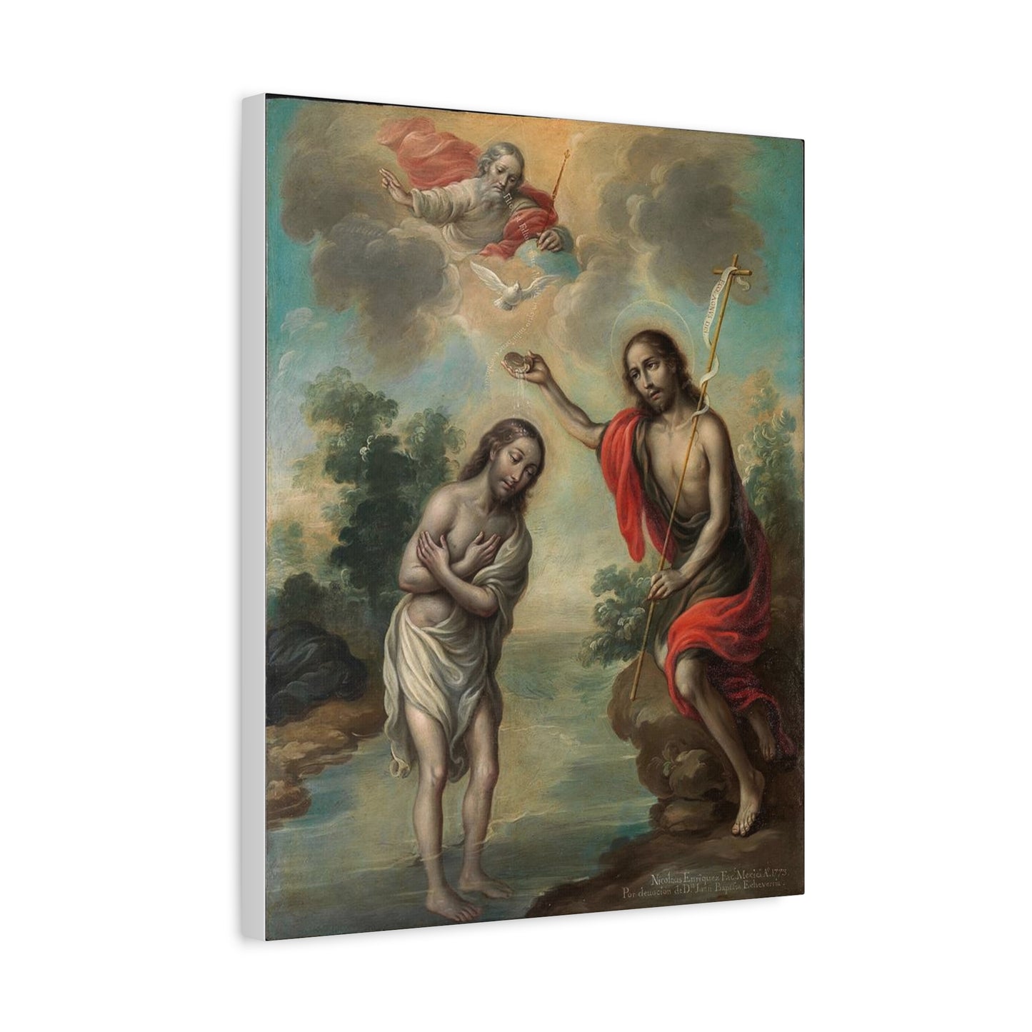 The Baptism of Christ Jesus Catholic HQ Print on Canvas Ready To Hang - Virgin Mary Canvas