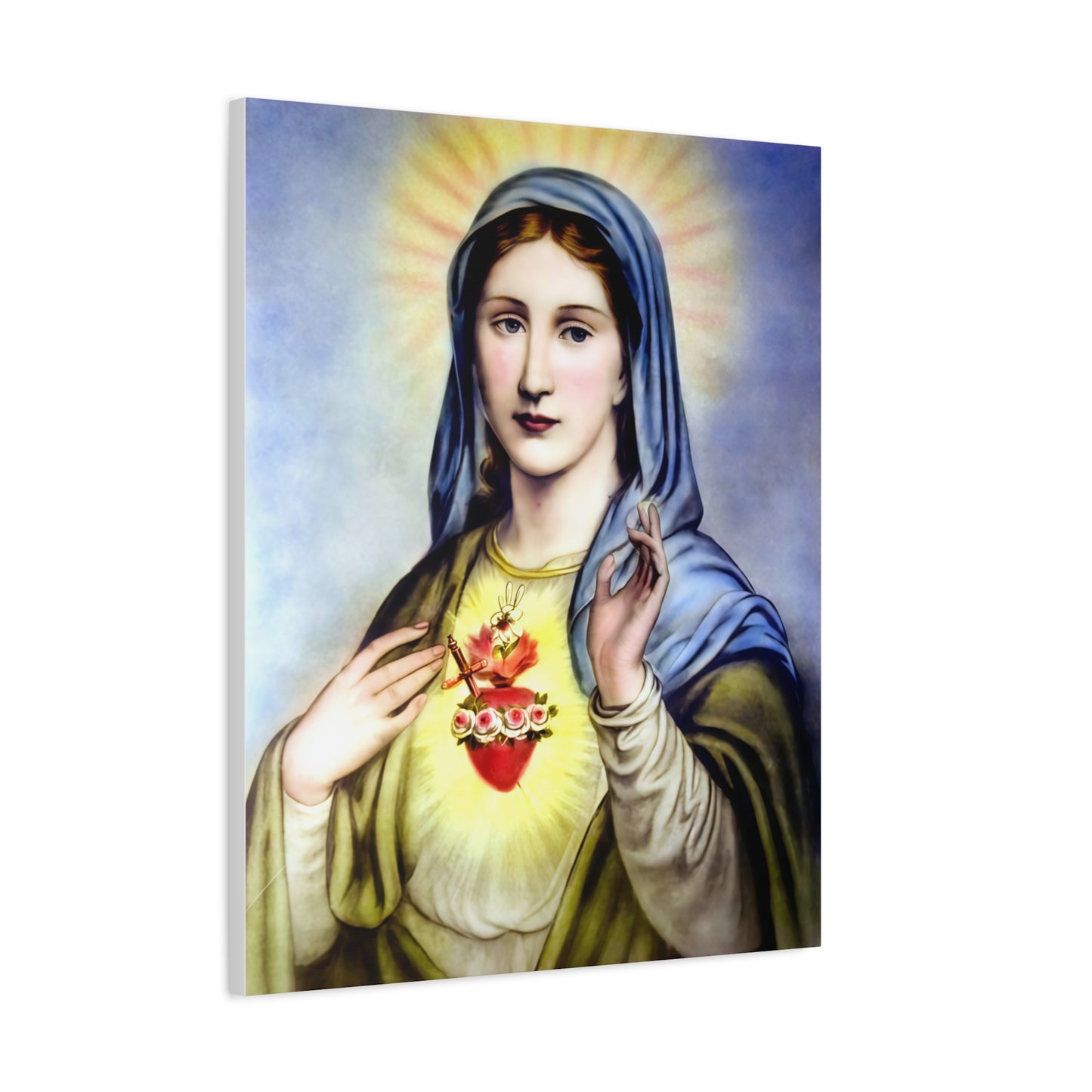 Ready to Hang - Immaculate Heart Virgin Mary Catholic Canvas Wall Art, Christian Decor
