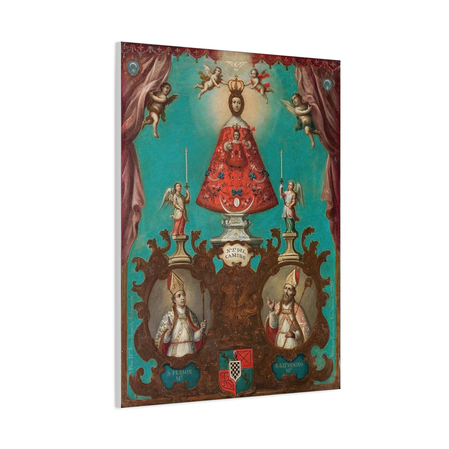 The Virgin of El Camino with St Fermin and St Saturnino Catholic HQ Print on Canvas Ready To Hang - Virgin Mary Canvas