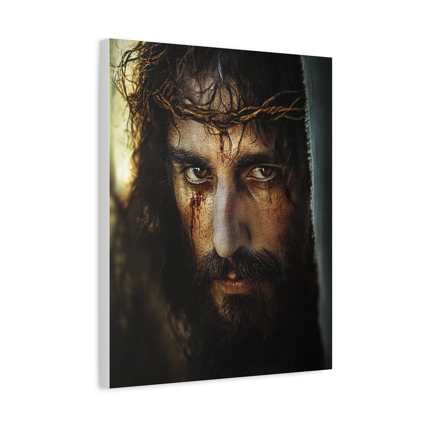 Jesus Christ Our Lord with Crown of Thorns Catholic Canvas Wall Art, Christian Decor