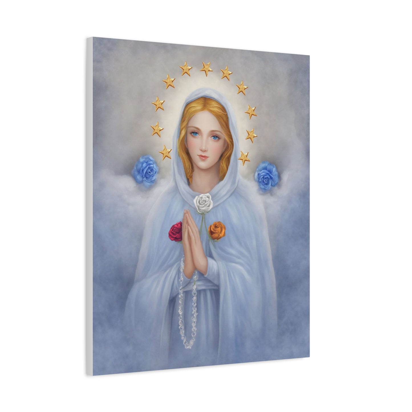 Rosa Mystica Mary Catholic Canvas Wall Art, Christian Decor