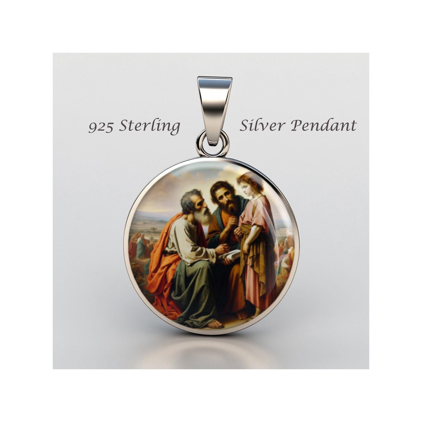 Saint Joseph And Jesus With John The Baptist Religious Devotional sterling silver 925 Medal