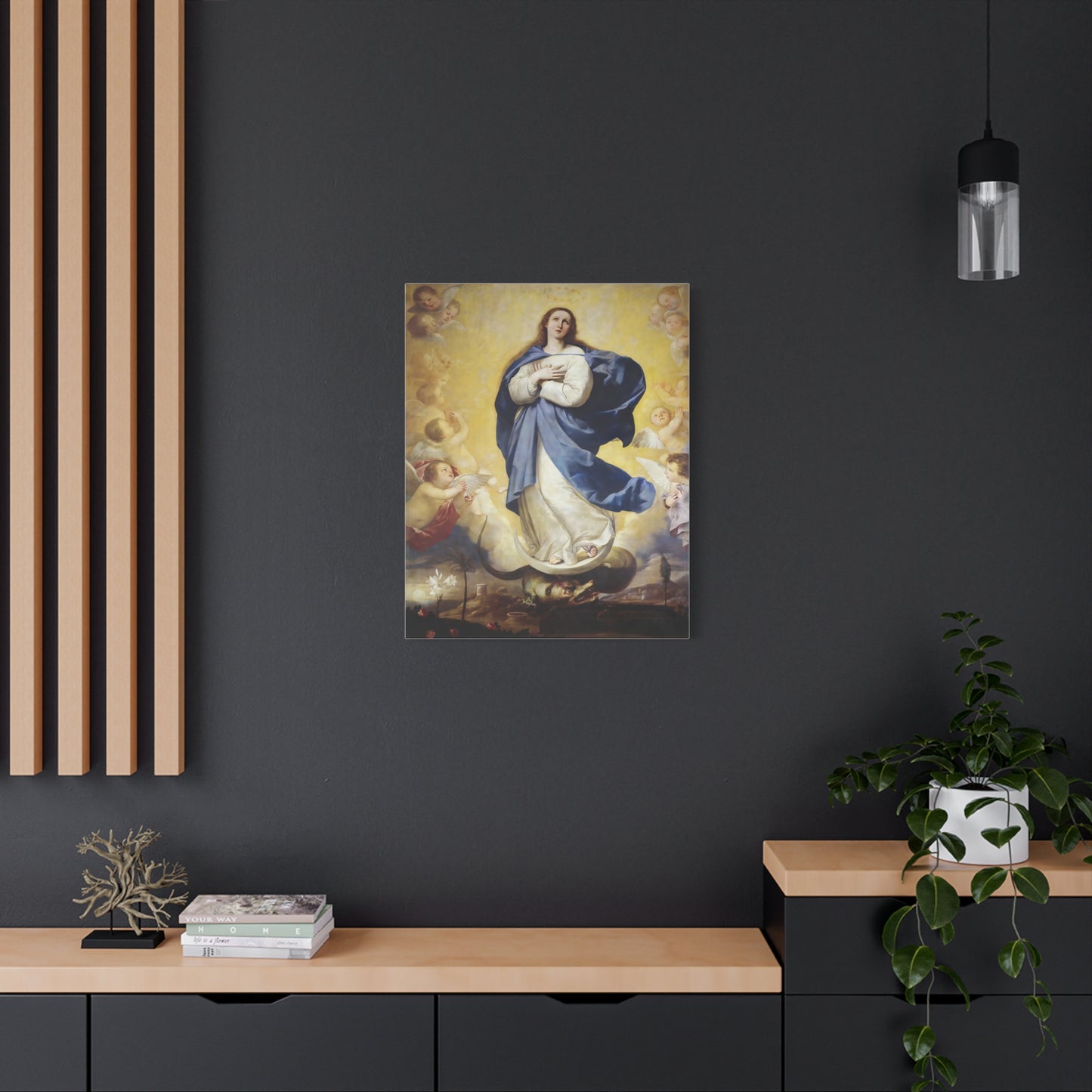 Ready to Hang - Immaculate Conception Virgin Mary Catholic Canvas Wall Art, Christian Decor