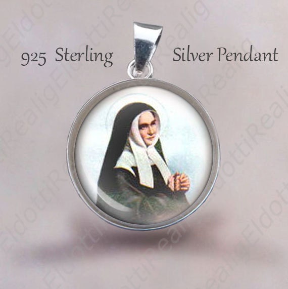 St. BERNADETTE Soubirous Religious Christian Pendant. Sterling Silver 925 Pendant 20mm. Patron Saint Silver Medal For Necklace