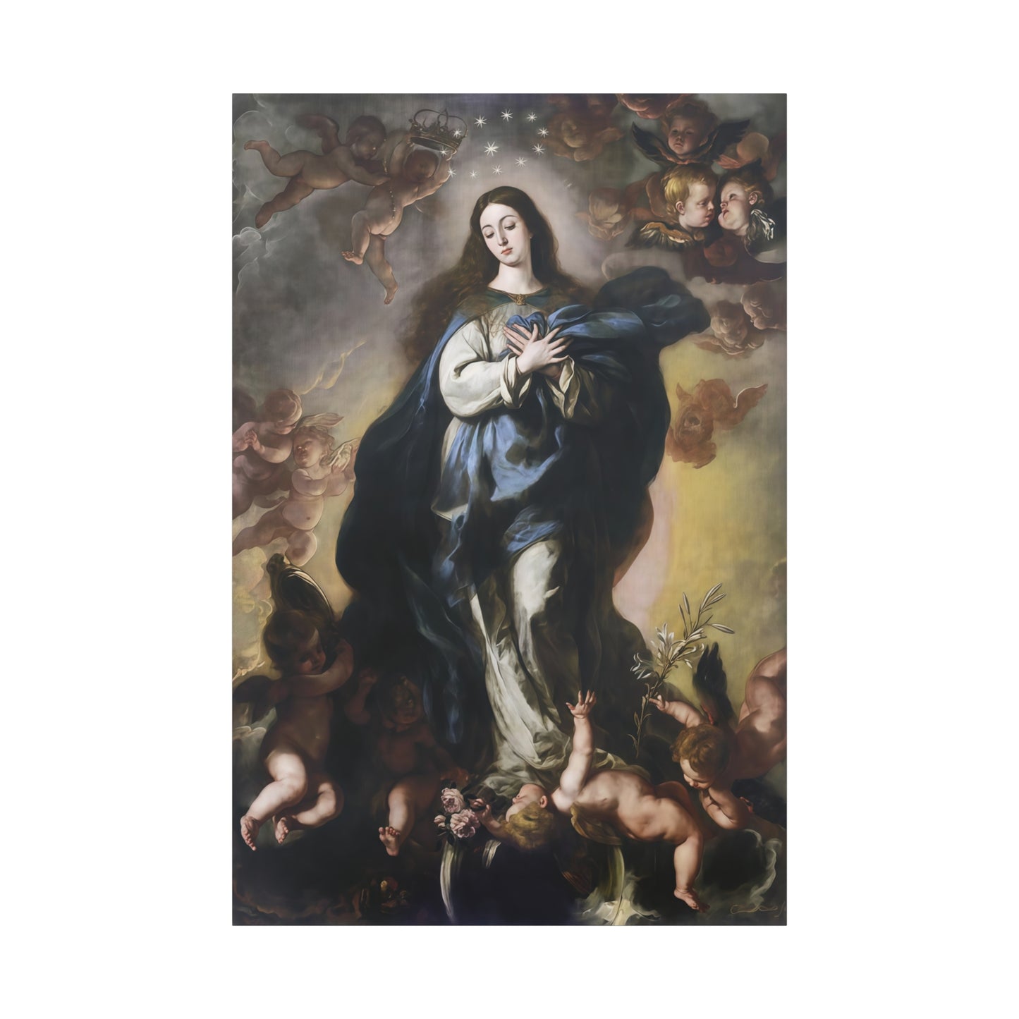 Ready To Hang - Our Lady Mother Mary Immaculate Conception Catholic Canvas Wall Art, Christian Decor