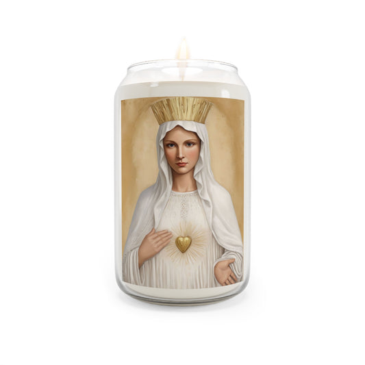 Our Lady Mary Beauraing Catholic Serenity Scented Candle, 13.75oz | Relaxation Gift, Home Decor, Calm Atmosphere, Religious Decor