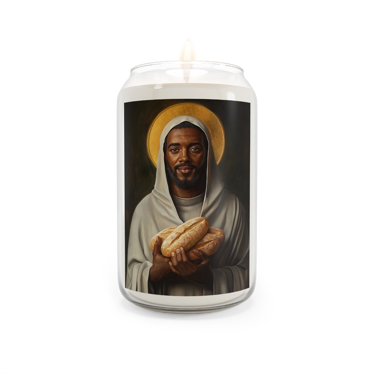 St. Benedict the Moor Catholic Serenity Scented Candle, 13.75oz | Relaxation Gift, Home Decor, Calm Atmosphere, Religious Decor
