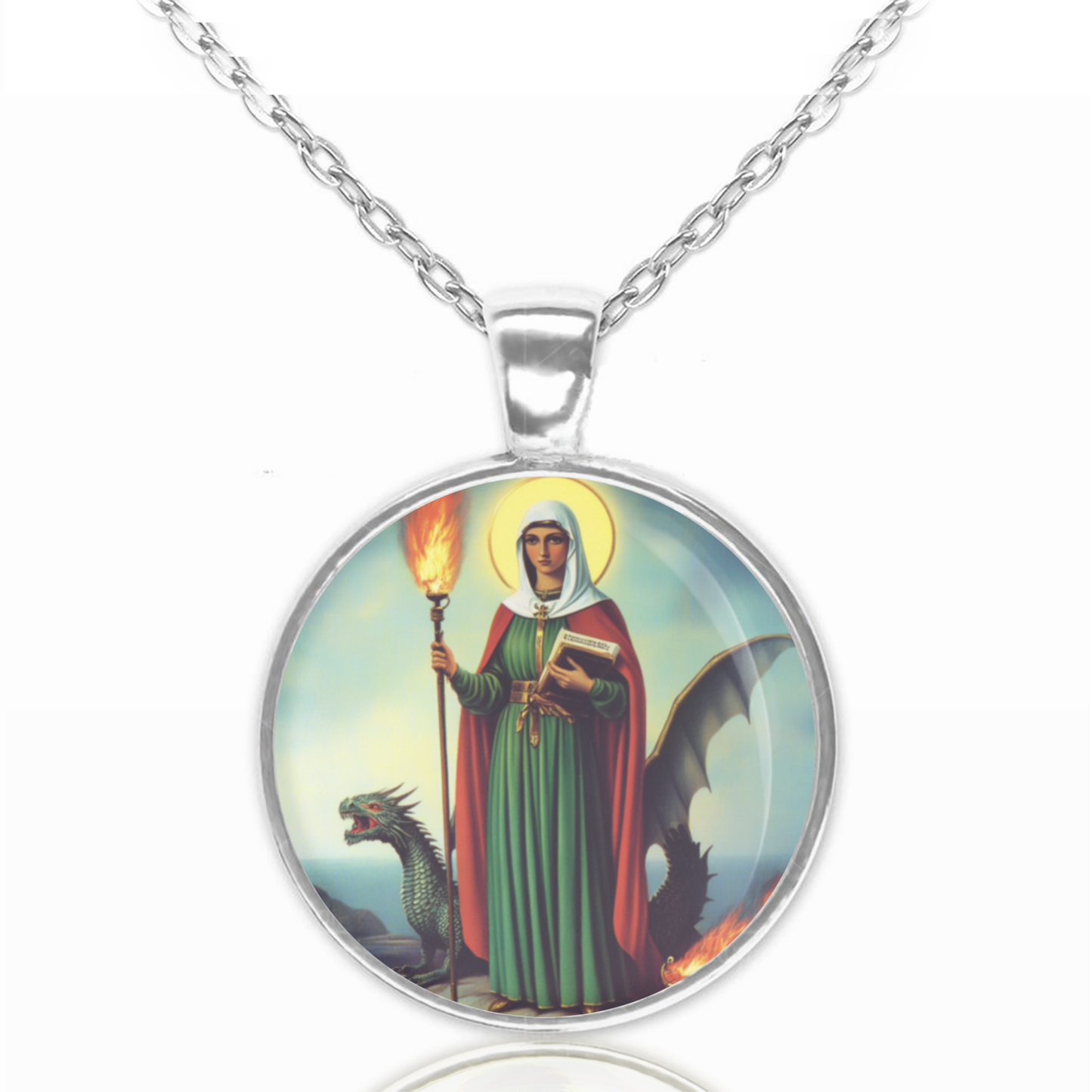 St. Martha Necklace Catholic Saint Pendant Medal image 0