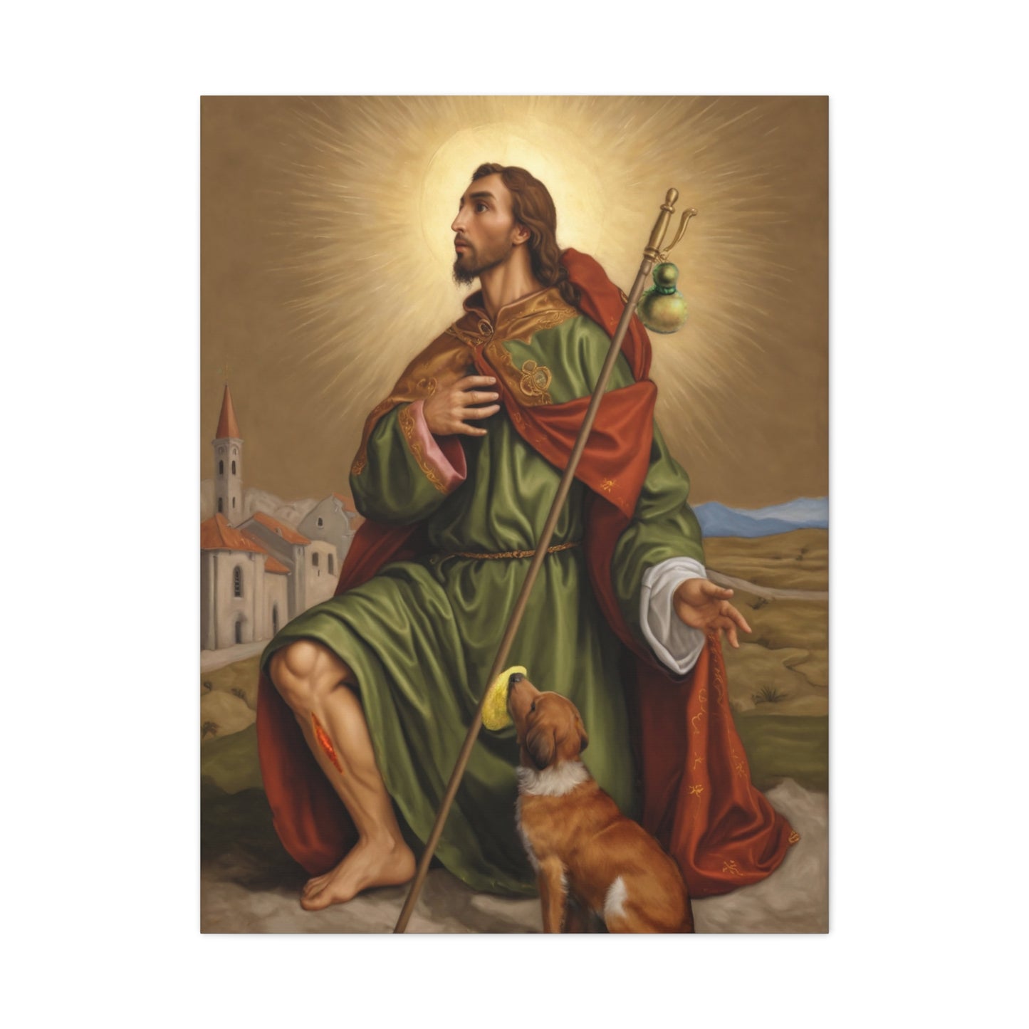 Ready To Hang - St. Roch Rocco Catholic Canvas Wall Art, Christian Decor
