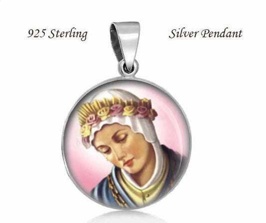 Our Lady of La Salette 925 Sterling Silver Round Pendant Religious Christian Medal