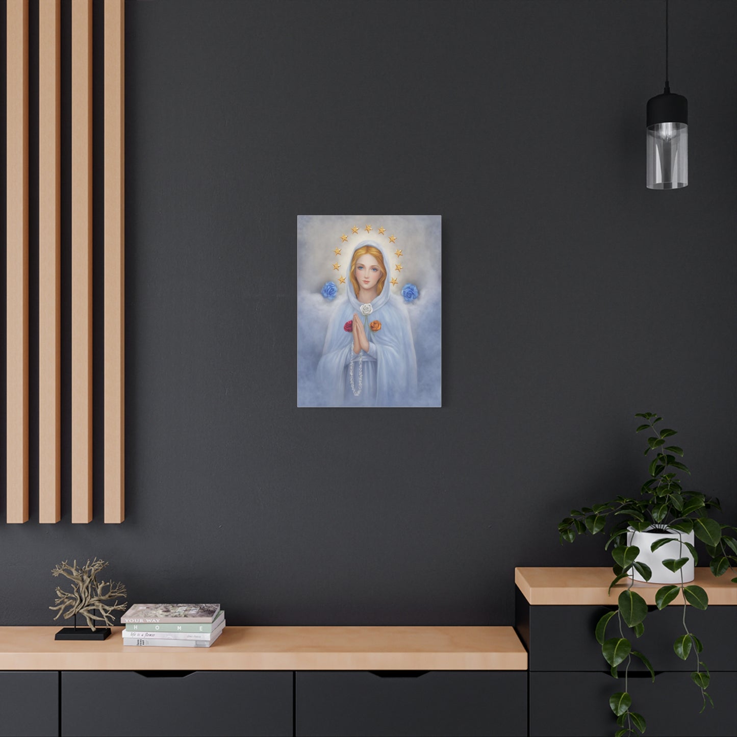 Rosa Mystica Mary Catholic Canvas Wall Art, Christian Decor