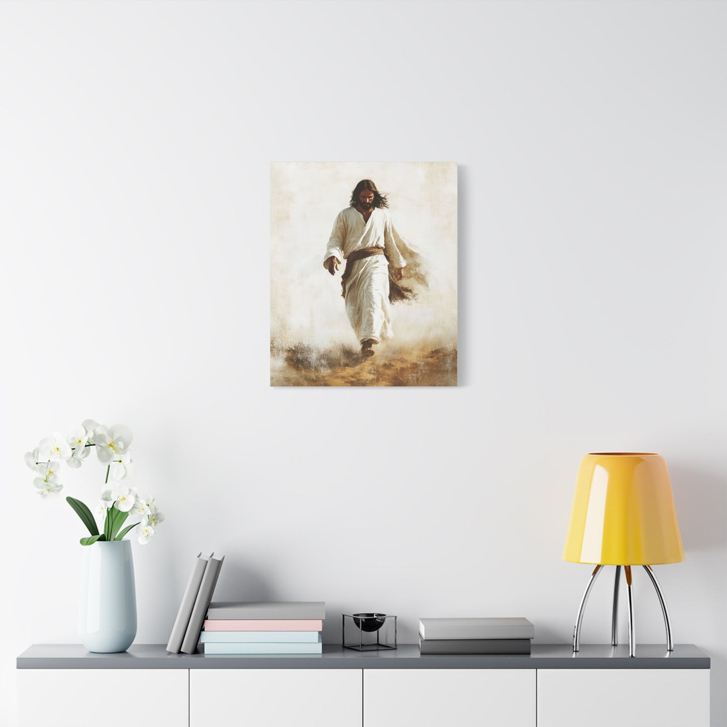 Jesus Christ Walking Through The Desert Catholic Canvas Wall Art, Christian Decor