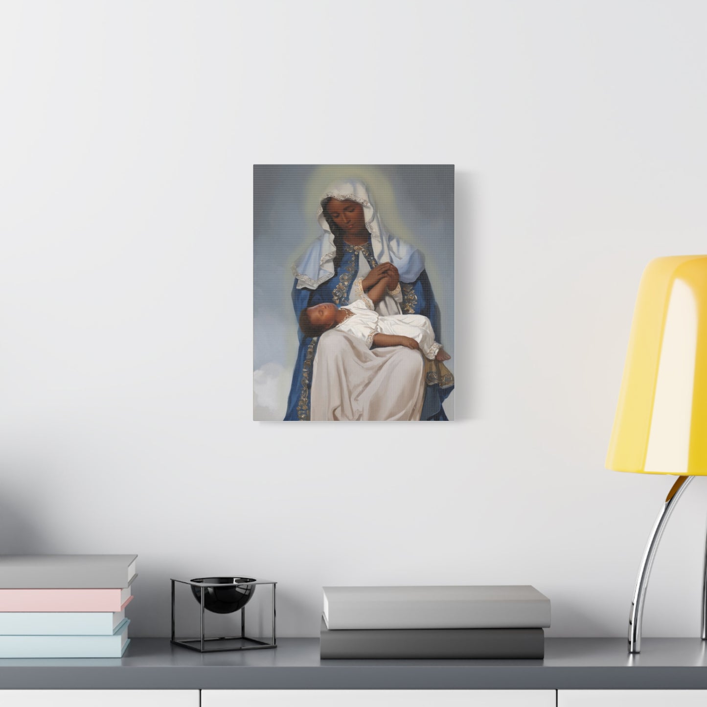 Our Lady Providence Mary Brown Skin Catholic Canvas Wall Art, Christian Decor