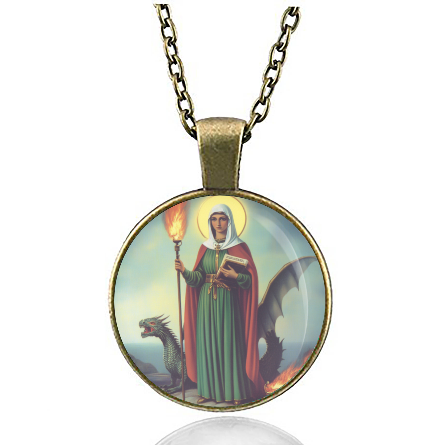 St. Martha Necklace Catholic Saint Pendant Medal image 4