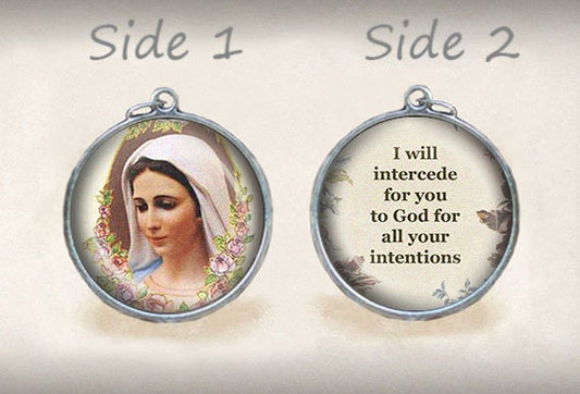 Our Lady of Medjugorje I will intercede Catholic Medal Religious Pendant Christian Charm 1 Inches. NEW