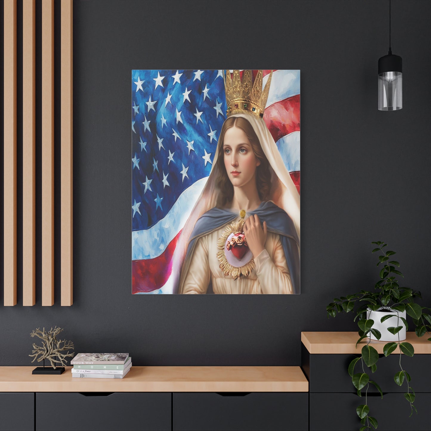Ready to Hang - Mary Our Lady of America Catholic Canvas Wall Art, Christian Decor