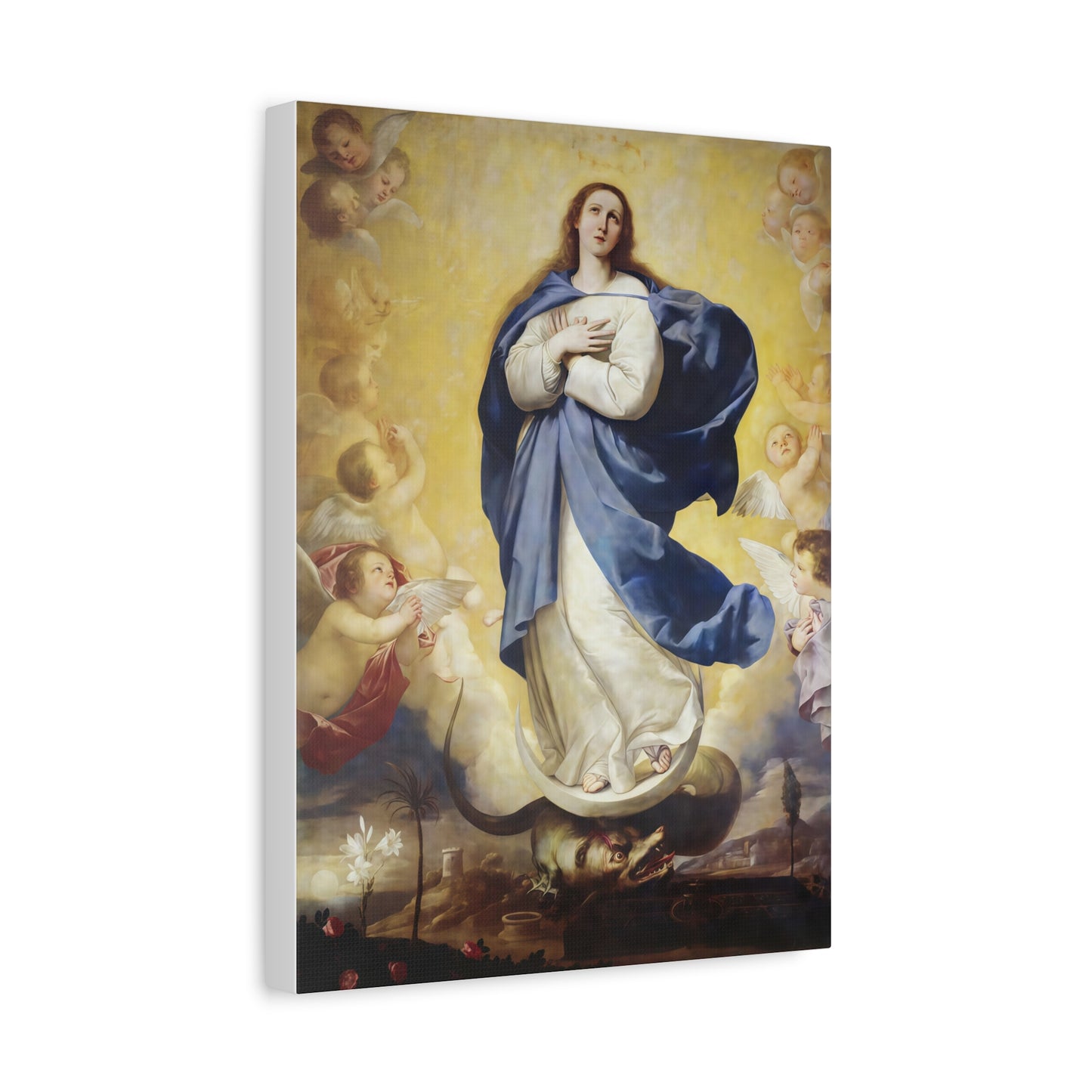 Ready to Hang - Immaculate Conception Virgin Mary Catholic Canvas Wall Art, Christian Decor