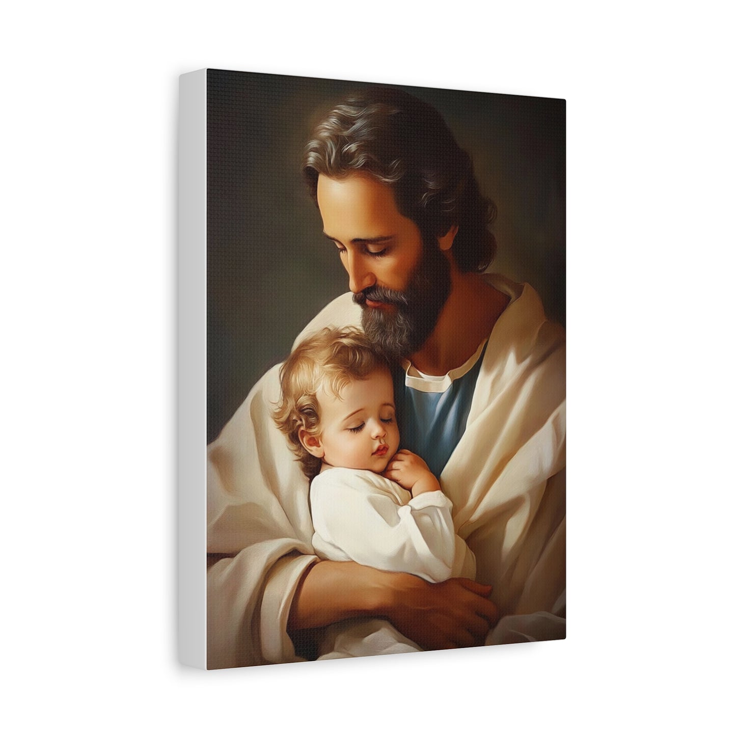 St. Joseph and Jesus Catholic Canvas Wall Art, Christian Decor
