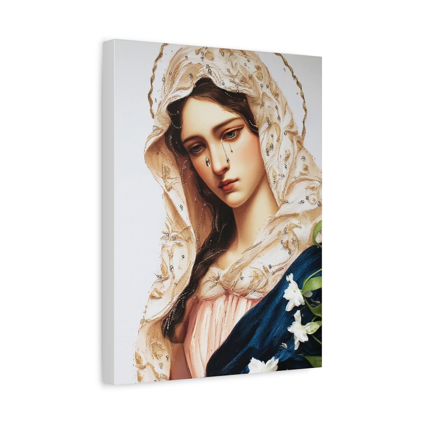 Ready to Hang - Our Lady Tears Catholic Canvas Wall Art, Christian Decor