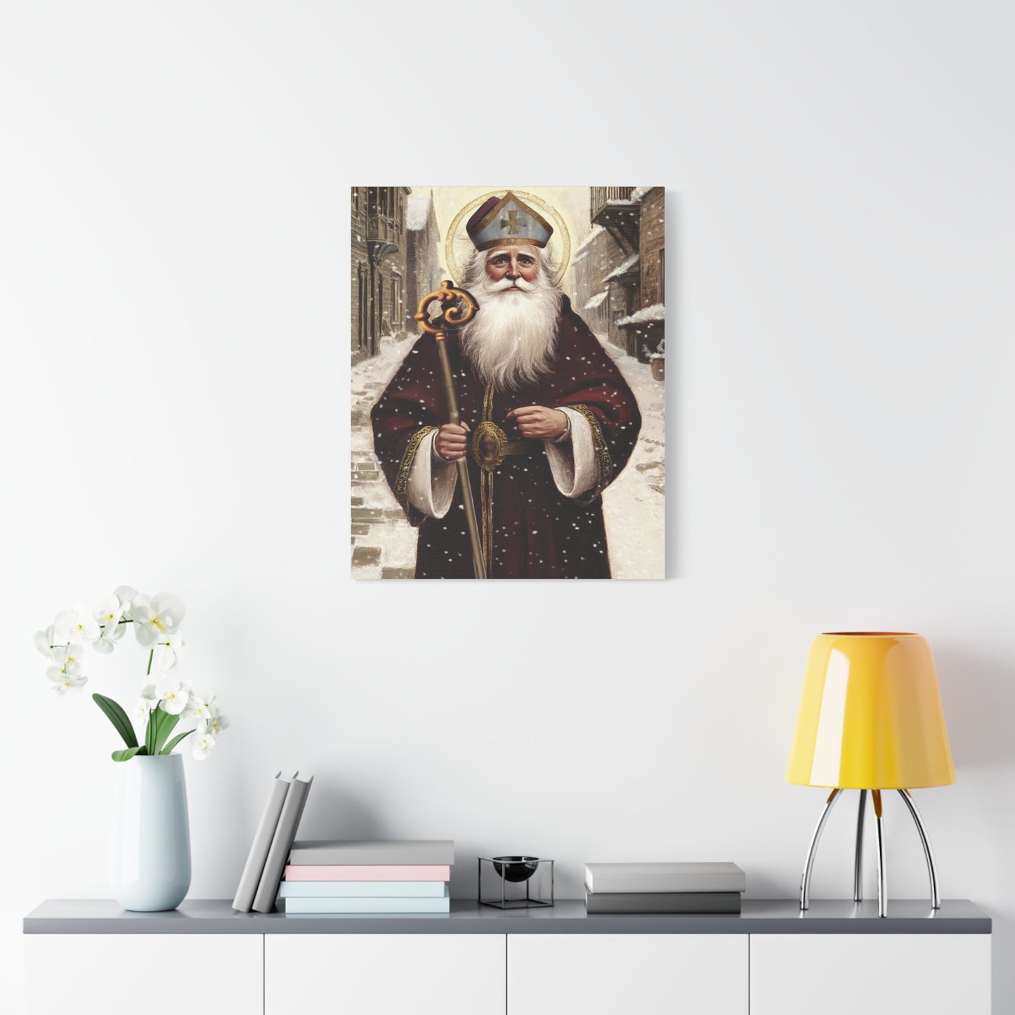 St. Nicholas of Bari Religious Canvas Wall Art, Christian Decor